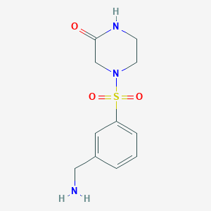 molecular formula C11H15N3O3S B13180744 4-[3-(Aminomethyl)benzenesulfonyl]piperazin-2-one 