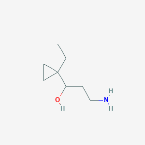 molecular formula C8H17NO B13180760 3-Amino-1-(1-ethylcyclopropyl)propan-1-ol 