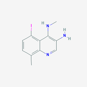 molecular formula C11H12IN3 B13180782 5-Iodo-N4,8-dimethylquinoline-3,4-diamine 