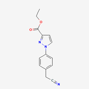 molecular formula C14H13N3O2 B13180823 Ethyl 1-[4-(cyanomethyl)phenyl]-1H-pyrazole-3-carboxylate 