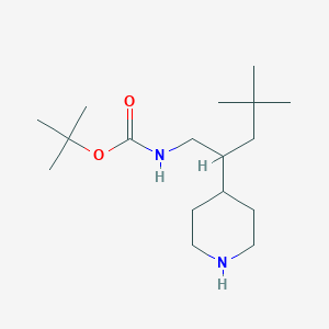 molecular formula C17H34N2O2 B13180898 tert-butyl N-[4,4-dimethyl-2-(piperidin-4-yl)pentyl]carbamate CAS No. 1306605-01-5