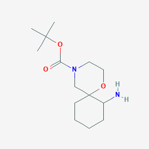 molecular formula C14H26N2O3 B13181004 tert-Butyl 7-amino-1-oxa-4-azaspiro[5.5]undecane-4-carboxylate 