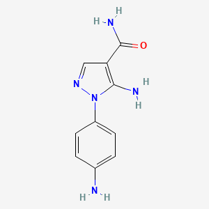 molecular formula C10H11N5O B13181011 2-(4-aminophenyl)-3-imino-2,3-dihydro-1H-pyrazole-4-carboxamide 