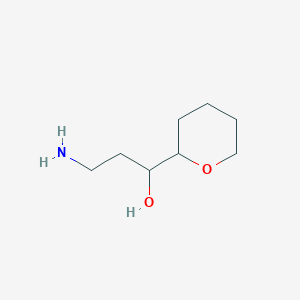 molecular formula C8H17NO2 B13181019 3-Amino-1-(oxan-2-yl)propan-1-ol 