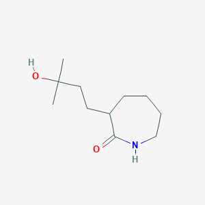 molecular formula C11H21NO2 B13181092 3-(3-Hydroxy-3-methylbutyl)azepan-2-one 