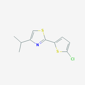 molecular formula C10H10ClNS2 B13181115 2-(5-Chlorothiophen-2-yl)-4-(propan-2-yl)-1,3-thiazole 