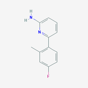 molecular formula C12H11FN2 B13181171 2-Amino-6-(4-fluoro-2-methylphenyl)pyridine CAS No. 882014-54-2