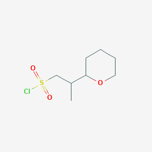 molecular formula C8H15ClO3S B13181180 2-(Oxan-2-yl)propane-1-sulfonyl chloride 