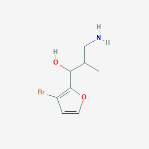 molecular formula C8H12BrNO2 B13181233 3-Amino-1-(3-bromofuran-2-yl)-2-methylpropan-1-ol 