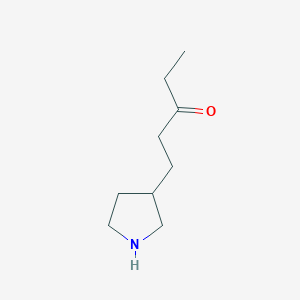 molecular formula C9H17NO B13181236 1-(Pyrrolidin-3-yl)pentan-3-one 