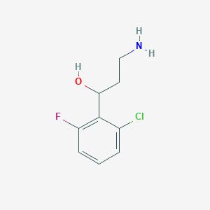 molecular formula C9H11ClFNO B13181267 3-Amino-1-(2-chloro-6-fluorophenyl)propan-1-ol 