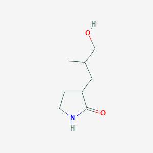 molecular formula C8H15NO2 B13181309 3-(3-Hydroxy-2-methylpropyl)pyrrolidin-2-one 