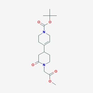molecular formula C18H28N2O5 B13181375 tert-Butyl 4-[1-(2-methoxy-2-oxoethyl)-2-oxopiperidin-4-yl]-1,2,3,6-tetrahydropyridine-1-carboxylate 