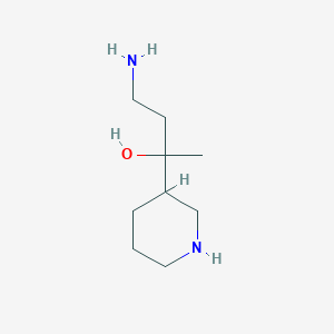 molecular formula C9H20N2O B13181473 4-Amino-2-(piperidin-3-yl)butan-2-ol 