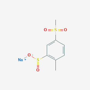 molecular formula C8H9NaO4S2 B13181589 Sodium 5-methanesulfonyl-2-methylbenzene-1-sulfinate 