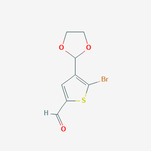 molecular formula C8H7BrO3S B13181613 5-Bromo-4-(1,3-dioxolan-2-yl)thiophene-2-carbaldehyde 