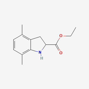 molecular formula C13H17NO2 B13181667 Ethyl 4,7-dimethyl-2,3-dihydro-1H-indole-2-carboxylate 