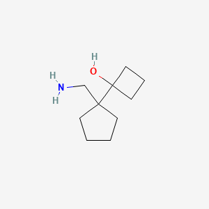 molecular formula C10H19NO B13181694 1-[1-(Aminomethyl)cyclopentyl]cyclobutan-1-OL 