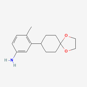molecular formula C15H21NO2 B13181695 3-{1,4-Dioxaspiro[4.5]decan-8-yl}-4-methylaniline 