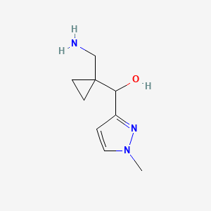 molecular formula C9H15N3O B13181697 [1-(Aminomethyl)cyclopropyl](1-methyl-1H-pyrazol-3-yl)methanol 