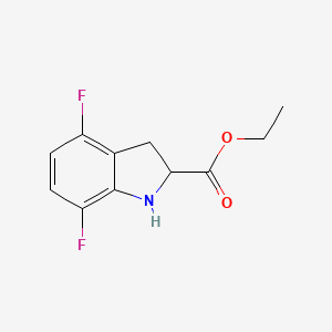 molecular formula C11H11F2NO2 B13181707 Ethyl 4,7-difluoro-2,3-dihydro-1H-indole-2-carboxylate 