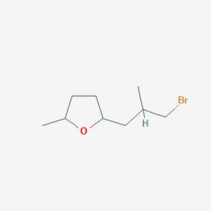 molecular formula C9H17BrO B13181895 2-(3-Bromo-2-methylpropyl)-5-methyloxolane 
