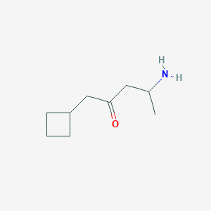 molecular formula C9H17NO B13182072 4-Amino-1-cyclobutylpentan-2-one 