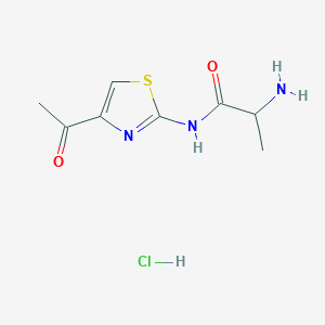 molecular formula C8H12ClN3O2S B13182073 N-(4-acetyl-1,3-thiazol-2-yl)-2-aminopropanamide hydrochloride 