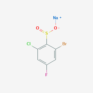 molecular formula C6H2BrClFNaO2S B13182088 Sodium 2-bromo-6-chloro-4-fluorobenzene-1-sulfinate 