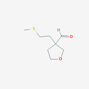 molecular formula C8H14O2S B13182089 3-[2-(Methylsulfanyl)ethyl]oxolane-3-carbaldehyde 