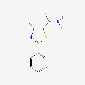 molecular formula C12H14N2S B13182226 1-(4-Methyl-2-phenyl-1,3-thiazol-5-yl)ethan-1-amine 