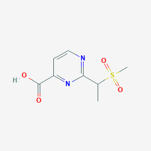 molecular formula C8H10N2O4S B13182250 2-(1-Methanesulfonylethyl)pyrimidine-4-carboxylic acid 