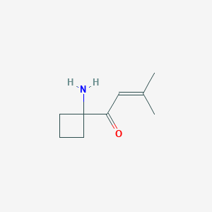 molecular formula C9H15NO B13182258 1-(1-Aminocyclobutyl)-3-methylbut-2-en-1-one 