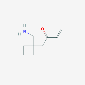 molecular formula C9H15NO B13182262 1-[1-(Aminomethyl)cyclobutyl]but-3-en-2-one 