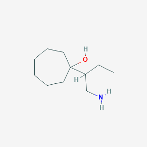 molecular formula C11H23NO B13182277 1-(1-Aminobutan-2-yl)cycloheptan-1-ol 