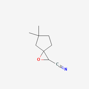 molecular formula C9H13NO B13182281 5,5-Dimethyl-1-oxaspiro[2.4]heptane-2-carbonitrile 