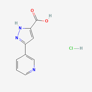 molecular formula C9H8ClN3O2 B1318238 5-(pyridin-3-yl)-1H-pyrazole-3-carboxylic acid hydrochloride CAS No. 1093636-79-3