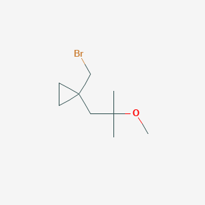 molecular formula C9H17BrO B13182390 1-(Bromomethyl)-1-(2-methoxy-2-methylpropyl)cyclopropane 