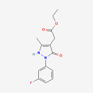 molecular formula C14H15FN2O3 B13182470 Ethyl 2-[2-(3-fluorophenyl)-5-methyl-3-oxo-2,3-dihydro-1H-pyrazol-4-yl]acetate 