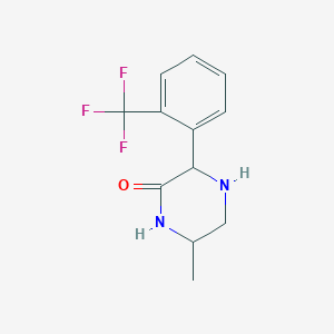 molecular formula C12H13F3N2O B13182488 6-Methyl-3-[2-(trifluoromethyl)phenyl]piperazin-2-one 
