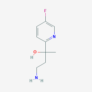 molecular formula C9H13FN2O B13182515 4-Amino-2-(5-fluoropyridin-2-yl)butan-2-ol 