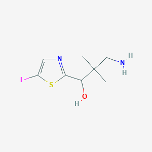 molecular formula C8H13IN2OS B13182537 3-Amino-1-(5-iodo-1,3-thiazol-2-yl)-2,2-dimethylpropan-1-ol 