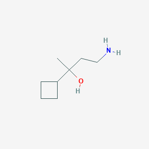 molecular formula C8H17NO B13182558 4-Amino-2-cyclobutylbutan-2-ol 