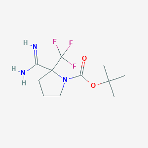 molecular formula C11H18F3N3O2 B13182589 tert-Butyl 2-carbamimidoyl-2-(trifluoromethyl)pyrrolidine-1-carboxylate 