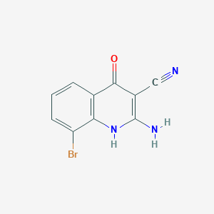 molecular formula C10H6BrN3O B13182649 2-Amino-8-bromo-4-hydroxyquinoline-3-carbonitrile 