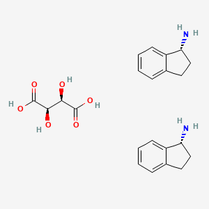 molecular formula C22H28N2O6 B13182664 (1R)-2,3-dihydro-1H-inden-1-amine;(2R,3R)-2,3-dihydroxybutanedioic acid 