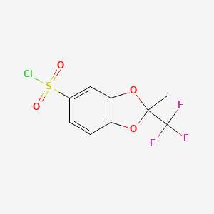 molecular formula C9H6ClF3O4S B13182766 2-methyl-2-(trifluoromethyl)-2H-1,3-benzodioxole-5-sulfonyl chloride 