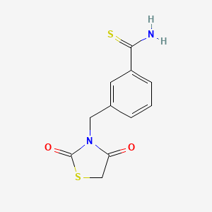 molecular formula C11H10N2O2S2 B13182783 3-[(2,4-Dioxo-1,3-thiazolidin-3-yl)methyl]benzene-1-carbothioamide 