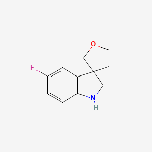 molecular formula C11H12FNO B13182799 5-Fluoro-1,2-dihydrospiro[indole-3,3'-oxolane] 