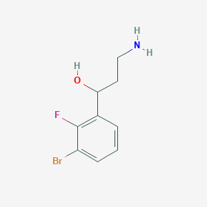 molecular formula C9H11BrFNO B13182828 3-Amino-1-(3-bromo-2-fluorophenyl)propan-1-ol 